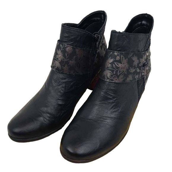 Remonte Womens Cheyenne Ankle Boots Booties Black Leather D5472-01 Zip 11.5 - Picture 1 of 9